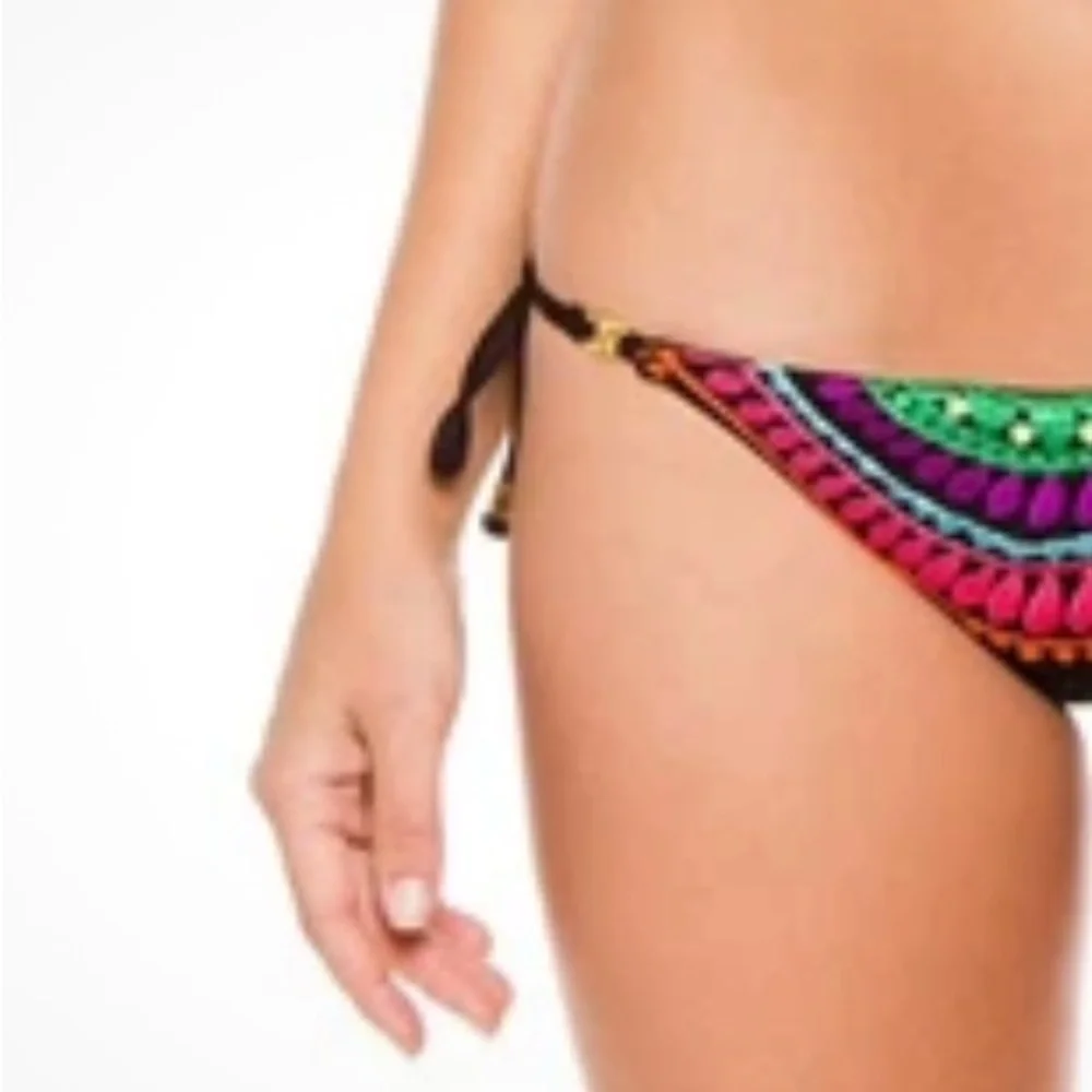 Trina Turk Baja Embroidered Side Tie  Bikini Bottoms- size 10 - NWT - Picture 3 of 4